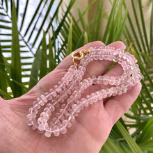 Carica l'immagine nel visualizzatore di Gallery, Rose Quartz Candy Necklace, Gold Push Lock or Carabiner Clasp