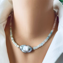 Carica l'immagine nel visualizzatore di Gallery, Gold filled gemstones and pearl short necklace