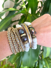 Load image into Gallery viewer, Baroque Pearl Bracelet & White Glass Bracelet