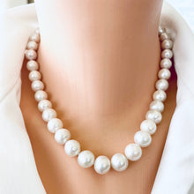Load image into Gallery viewer, Edison Pearl Necklace, Heart Shape Pave Diamond Lobster Clasp