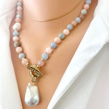 Carica l'immagine nel visualizzatore di Gallery, Morganite, Aquamarine & Baroque Pearl Toggle Necklace