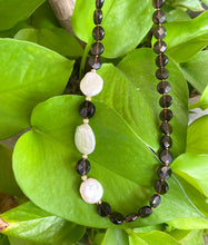 Load image into Gallery viewer, Smoky Quartz & Coin Pearls Necklace, 14k GF