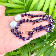 Load image into Gallery viewer, Amethyst Coin Beads and Coin Pearls Necklace
