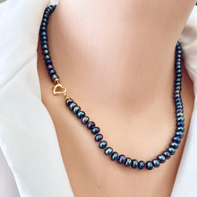 Load image into Gallery viewer, Black Pearl Necklace, Hot Pink Chalcedony, & Chrysoprase Pendant