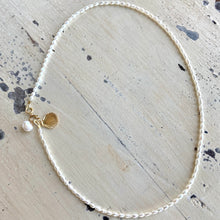 Carica l'immagine nel visualizzatore di Gallery, White Mini Rice pearl Necklace, Sea Shell Charm, 14k GF