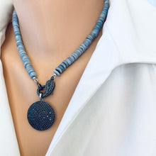 Carica l'immagine nel visualizzatore di Gallery, Oregon Blue Opal Candy Necklace & Black Spinel Pave Pendant Details