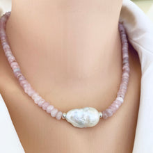 Carica l'immagine nel visualizzatore di Gallery, Madagascar Rose Quartz Necklace & Large Baroque Pearl