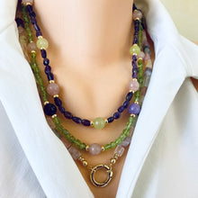 Carica l'immagine nel visualizzatore di Gallery, Rose Quartz, Amethyst, Citrine & Prehnite Mixed Gemstone Necklace