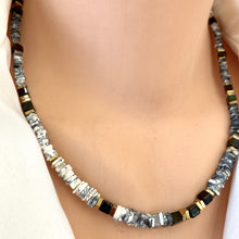 Carica l'immagine nel visualizzatore di Gallery, Dendritic Opal & Black Spinel Necklace, Magnetic Clasp