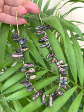 Load image into Gallery viewer, Peacock Biwa Stick Black Pearls Choker Necklace