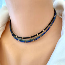 Load image into Gallery viewer, Lapis Lazuli, Black or Green Onyx Choker Necklace, 14k GF