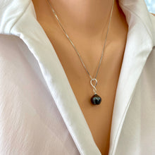 Load image into Gallery viewer, Tahitian Teardrop Pearl Pendant on Sterling Silver Box Chain