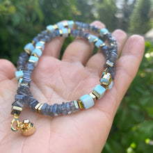 Load image into Gallery viewer, Labradorite & Blue Peru Opal Necklace, Magnetic Clasp
