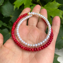 Load image into Gallery viewer, Half Coral Half Pearl Choker Necklace, Gold