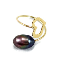 Load image into Gallery viewer, Solid Gold 18K Minimalist Heart Pearl Ring