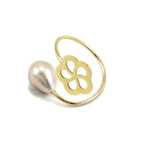 Load image into Gallery viewer, Solid Gold 18K Minimalist Flower Pearl Ring