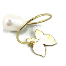 Load image into Gallery viewer, Solid Gold 18k Minimalist Butterfly Pearl Ring