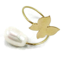 Load image into Gallery viewer, Solid Gold 18k Minimalist Butterfly Pearl Ring