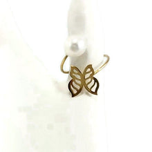 Load image into Gallery viewer, Solid Gold 18K Minimalist Butterfly Pearl Ring