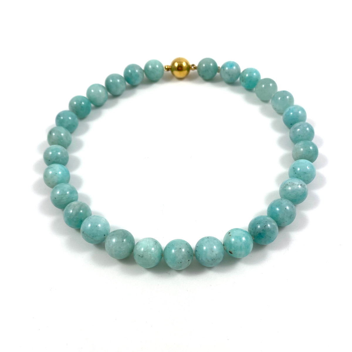 Chunky Amazonite Necklace 14mm, Gold Magnetic Clasp, 16.5"-18".