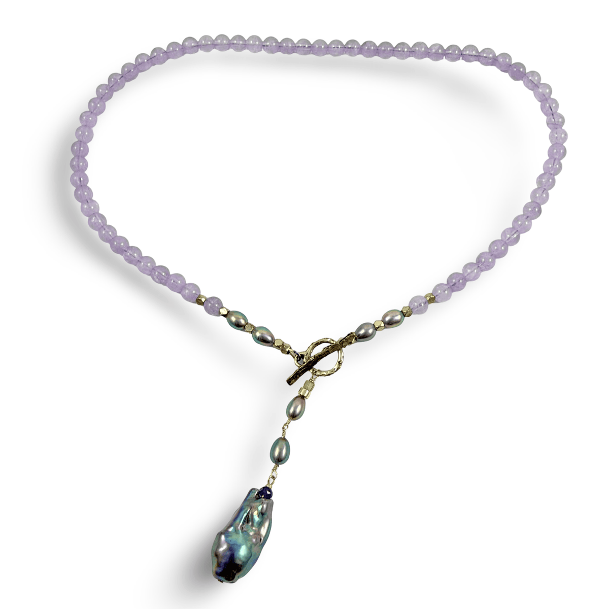 Lavender Amethyst Bronze Toggle Necklace