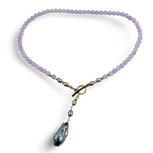 Lavender Amethyst Bronze Toggle Necklace