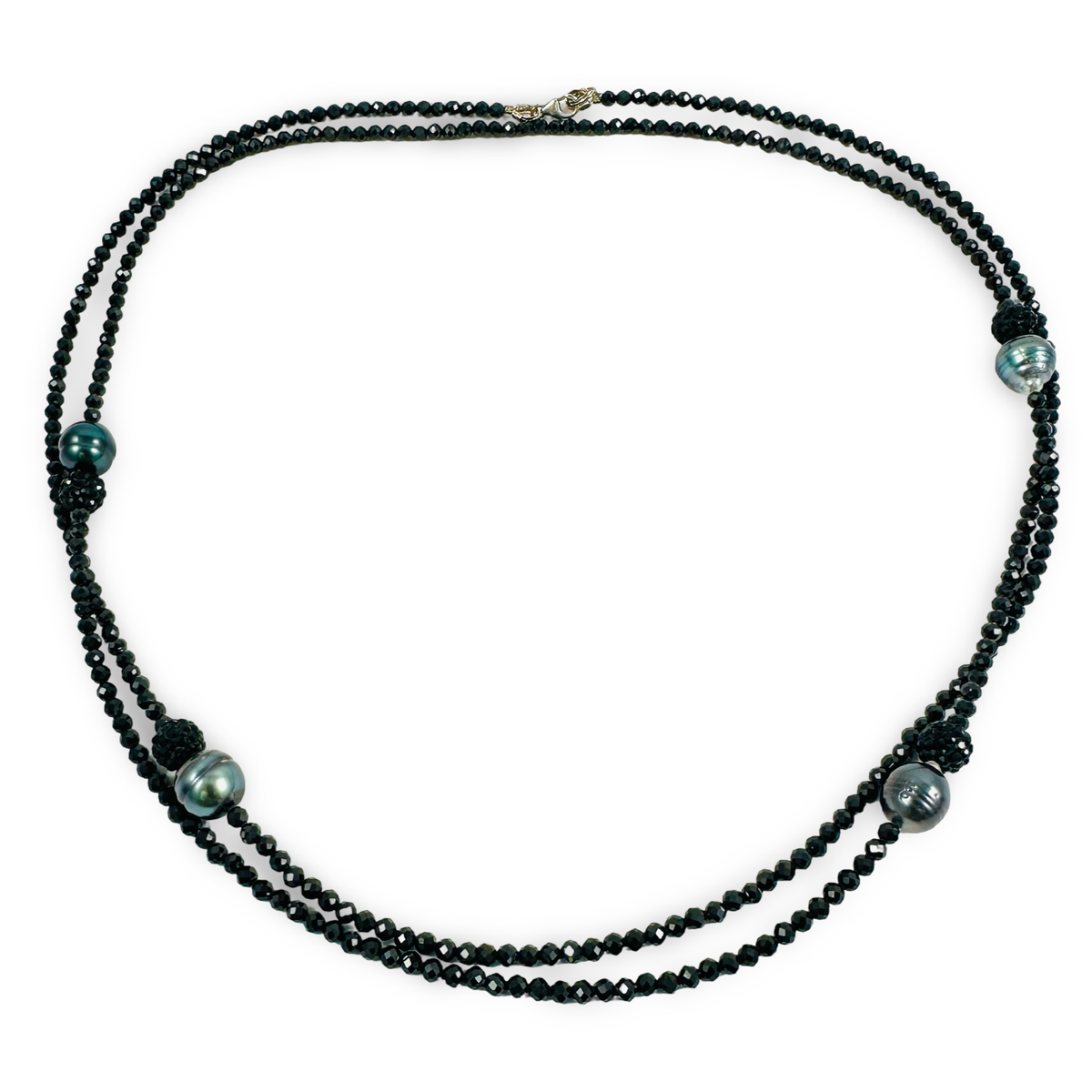 Black Spinel Pearl Necklace with Tahitian Baroque Pearls