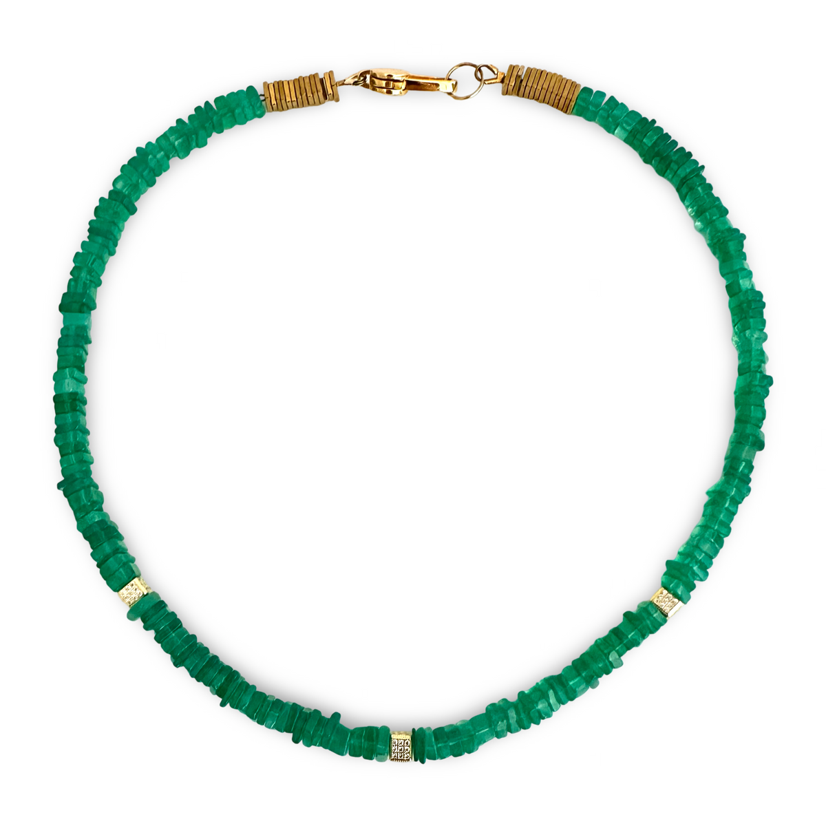 Green Onyx Choker Necklace in Gold | Handmade in Canada