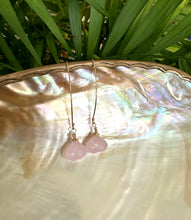 Load image into Gallery viewer, Rose Quartz Briolettes Earrings, Gold Filled Threader Earrings
