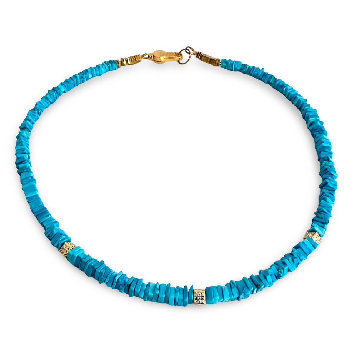 Turquoise Choker Necklace with Natural Turquoise Beads