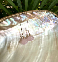 Load image into Gallery viewer, Rose Quartz Briolettes Earrings, Gold Filled Threader Earrings
