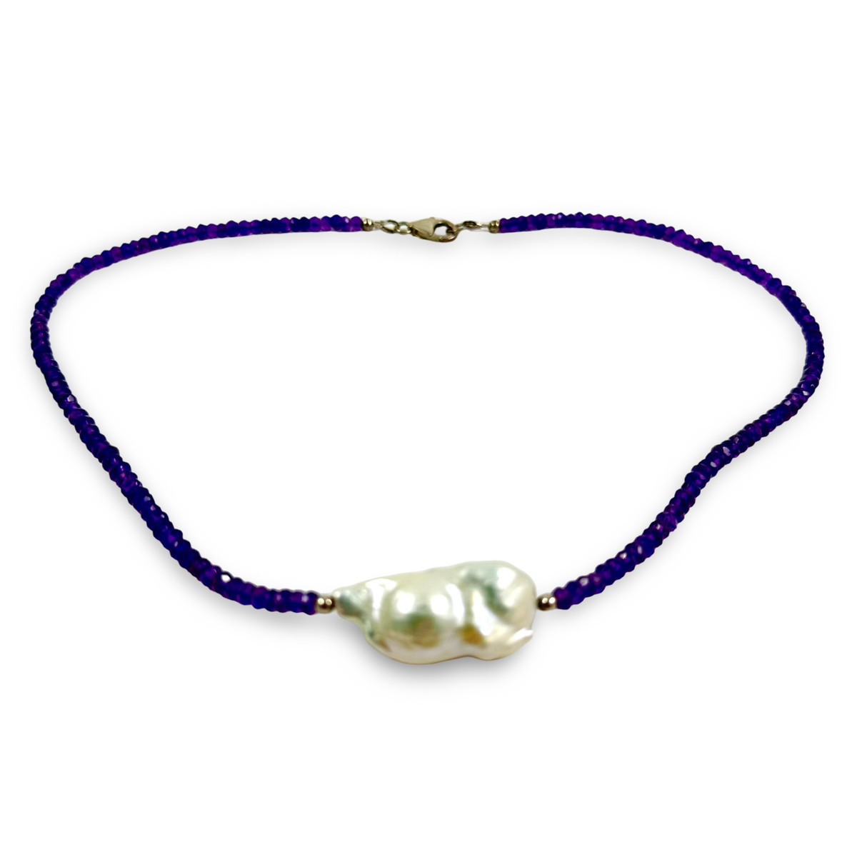 Amethyst Baroque Pearl Necklace – Large Pearl Statement