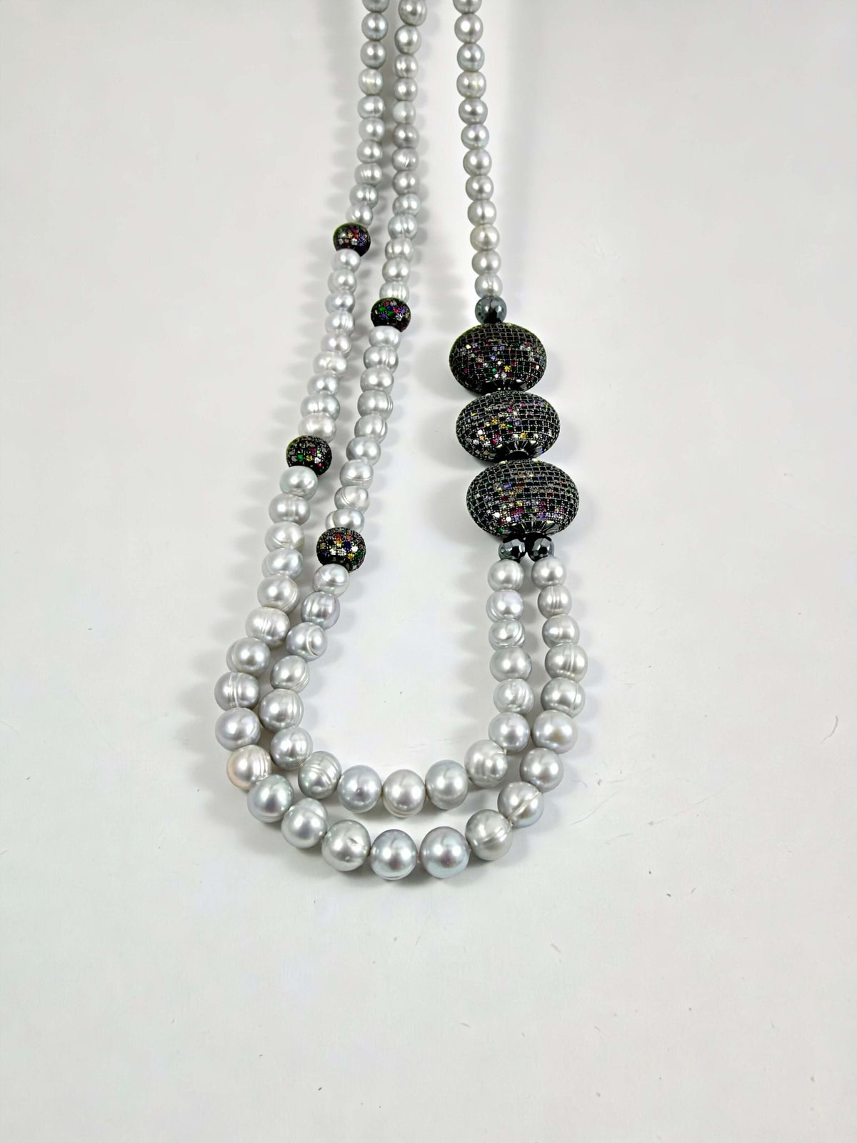 Grey Pearl Necklace | Double-Strand Freshwater Design