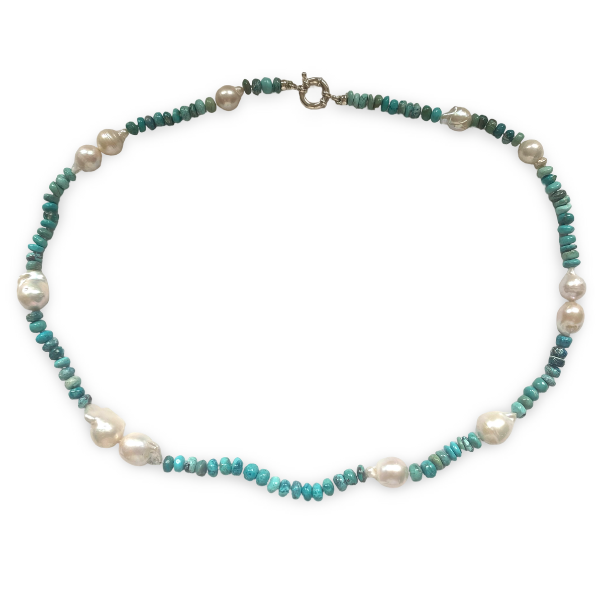 Arizona Turquoise baroque Pearl Necklace 23 inches