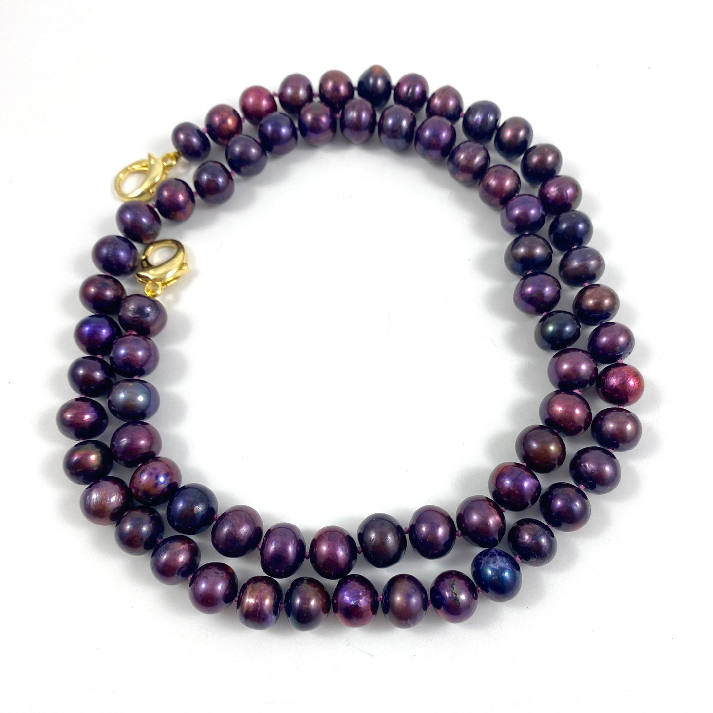 hand knotted plum burgundy pearl necklace