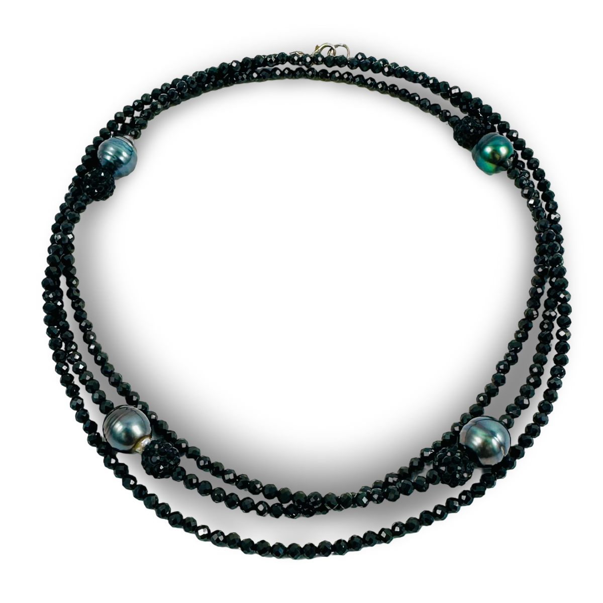 Black Spinel Pearl Necklace with Tahitian Baroque Pearls
