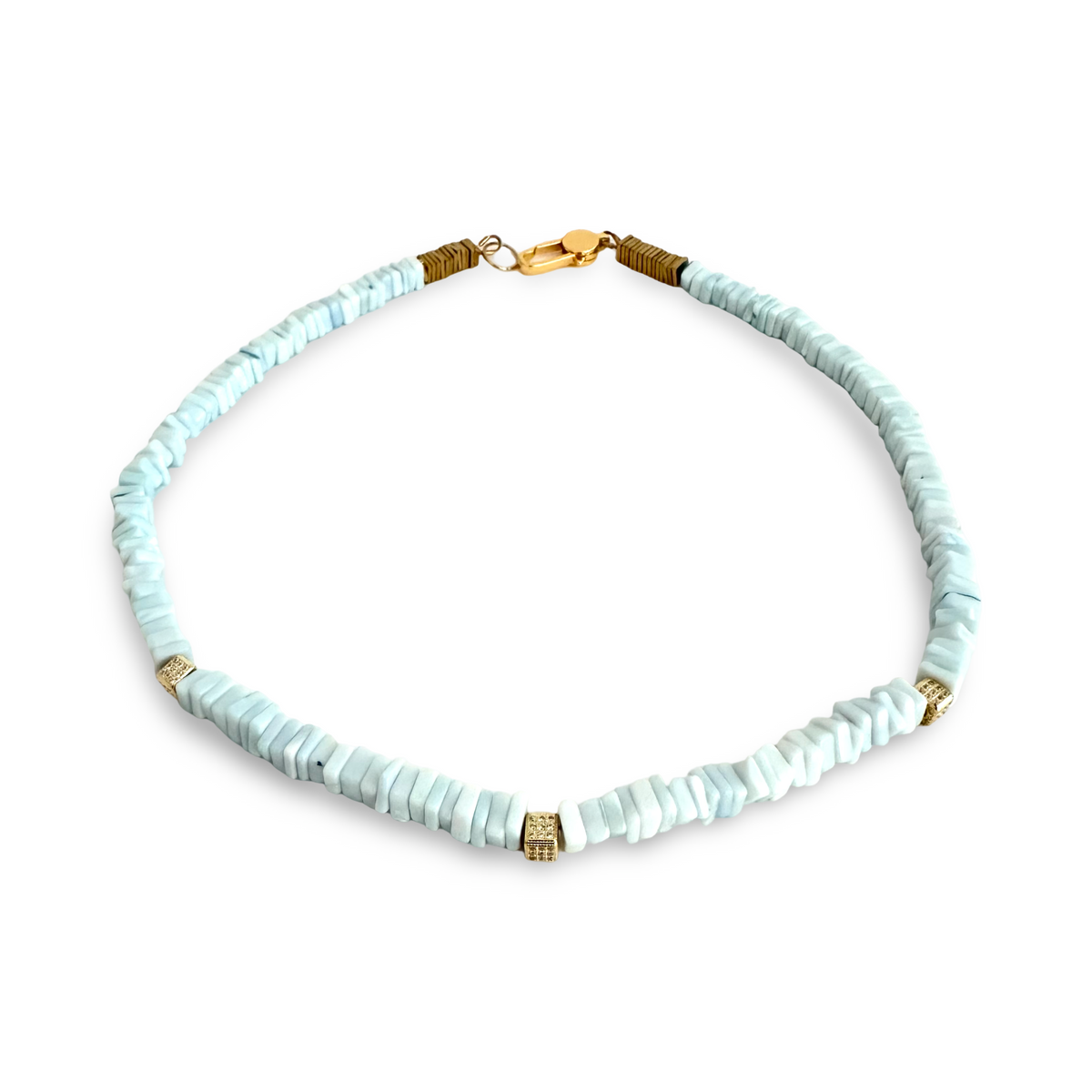 Blue Opal Choker Necklace with Peruvian Opal Beads