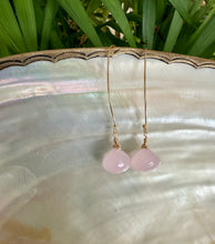 Load image into Gallery viewer, Rose Quartz Briolettes Earrings, Gold Filled Threader Earrings
