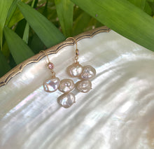 Carica l&#39;immagine nel visualizzatore di Gallery, Keshi Pearl Drop Earrings, Gold Filled Hook Earrings with Pink Cubic Zirconia
