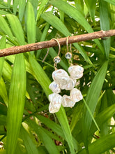 Charger l&#39;image dans la galerie, Keshi Pearl Drop Earrings, Gold Filled Hook and Blue Cubic Zirconia Bezel
