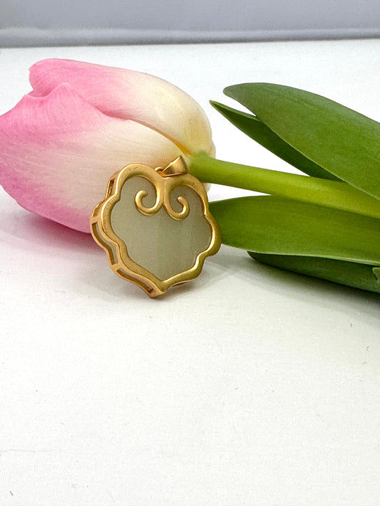 Hotan Jade Pendant in Gold Vermeil – Natural Nephrite Jade Statement Charm