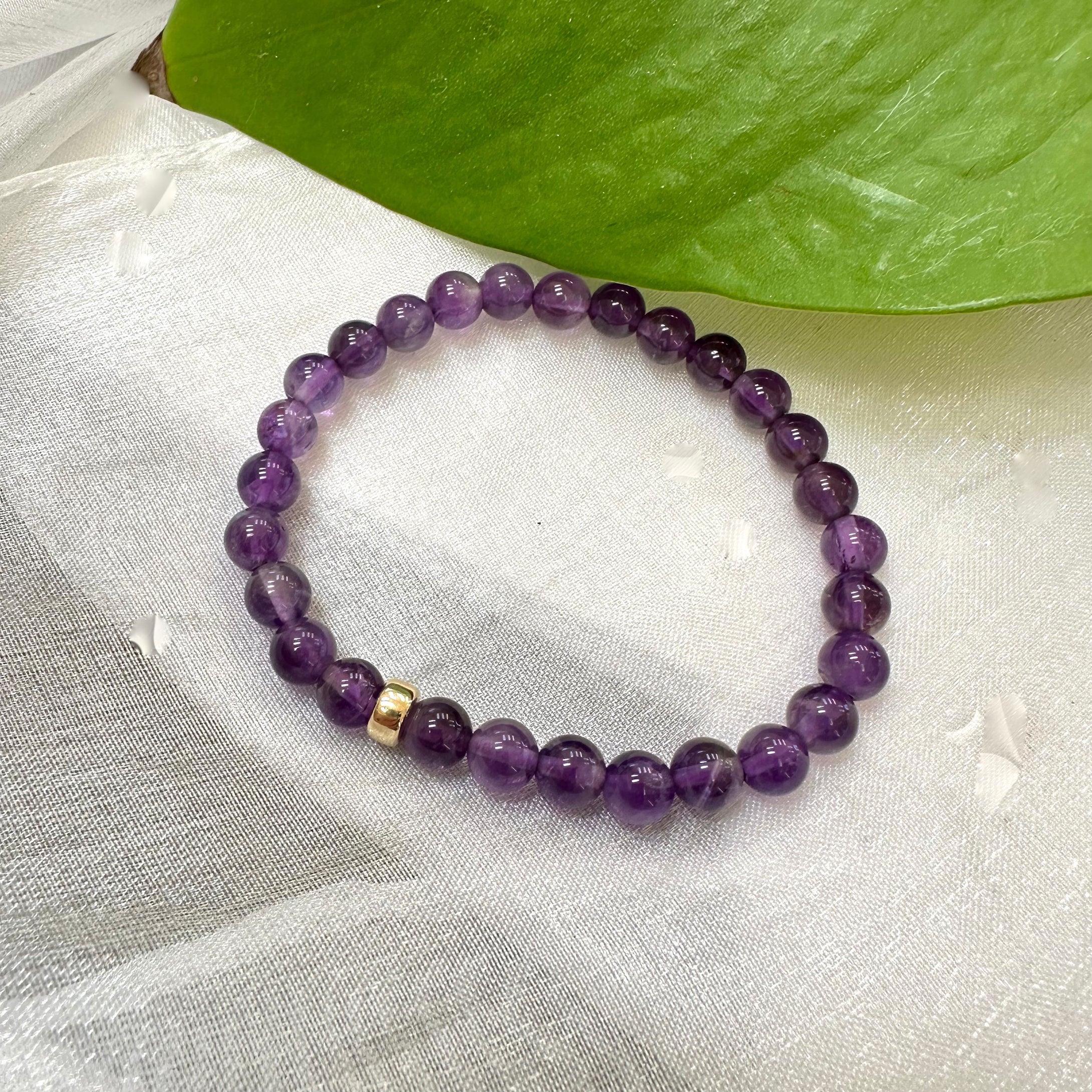 Amethyst Stretchy Bracelet in 6 or 8mm, 14K GF