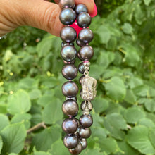Load image into Gallery viewer, Hand knotted Chunky Fresh Water Black Pearls Necklace, Sterling Silver Box Clasp, 18&quot;or 20&quot;inches
