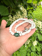 Load image into Gallery viewer, Emerald and White Silverite Choker Necklace with Diamonds. 17&quot;inches
