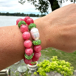 Red Jade Bracelet with Pearls