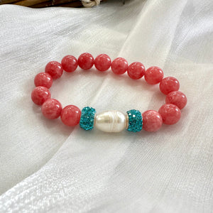 Red Jade Bracelet with Pearls