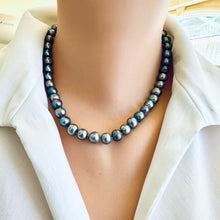 Load image into Gallery viewer, Timeless Elegance: Grey Freshwater Pearl Necklace, Gold Plated Magnetic Clasp, Peacock Gray Pearls, 16.5&quot;inches
