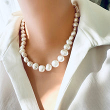 Load image into Gallery viewer, Small Baroque Pearl Necklace with Gold Vermeil Plated Silver Marine Clasp, 18.5&quot;inches
