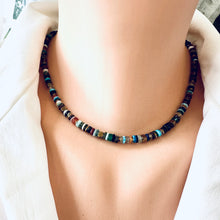 Charger l&#39;image dans la galerie, Mixed Gemstone Tire Beads &amp; Gold Hematite Necklace, Gold Plated Magnetic Clasp, 16&quot;-18&quot;inches
