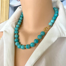 Load image into Gallery viewer, Chunky Blue Amazonite Gumball Candy Necklace, Gold Vermeil, 20&quot;inches
